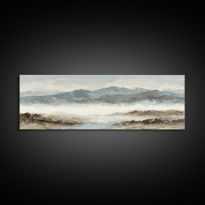 Soft Mountain Horizon Framed Canvas Print, Guest Bedroom Art, Boho Decor, Bedroom Decor, Fine Art, Guest, Digital Prints, GBA-3x1-23