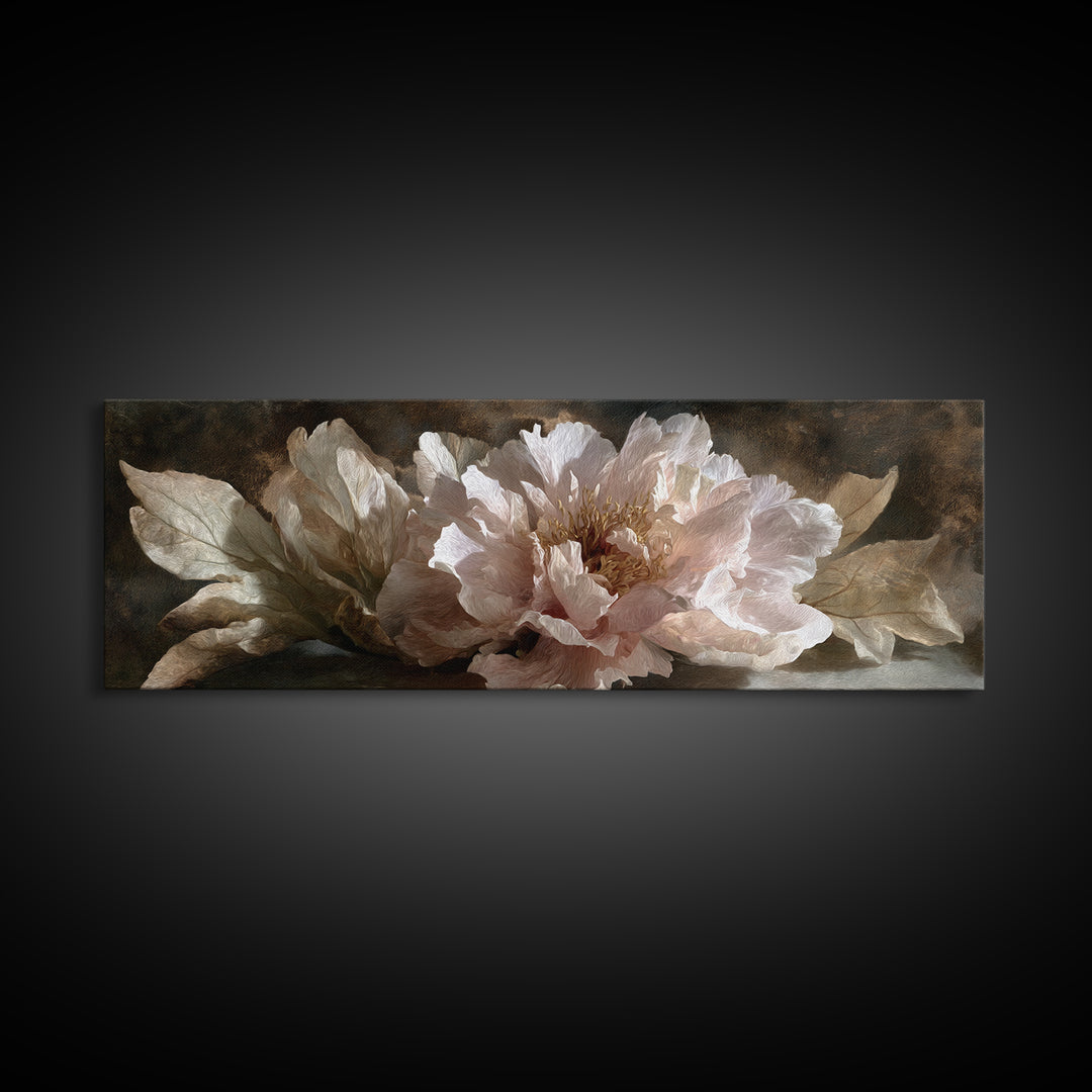 Neutral Peony Painting Canvas Print, Guest Bedroom Art, Bedroom Wall Art, Bedroom Decor, Fine Art, Guest, Neutral Decor, GBA-3x1-25
