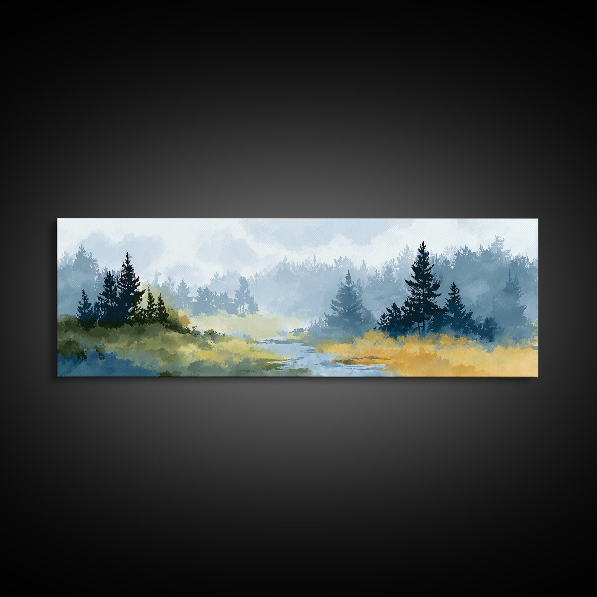 Monochrome Forest Silhouette Canvas Print, Guest Bedroom Art, Farmhouse Decor, Bedroom Decor, Fine Art, Guest, Trendy Wall Art, GBA-3x1-29