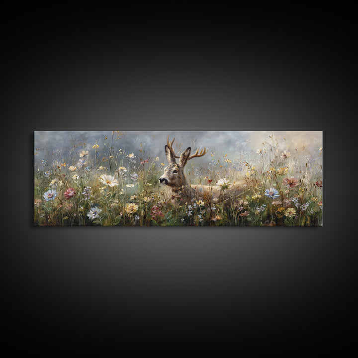 Sunlit Meadow with Delicate Flowers Canvas Print, Guest Bedroom Art, Luxury Decor, Bedroom Decor, Fine Art, Guest, Home, GBA-3x1-31