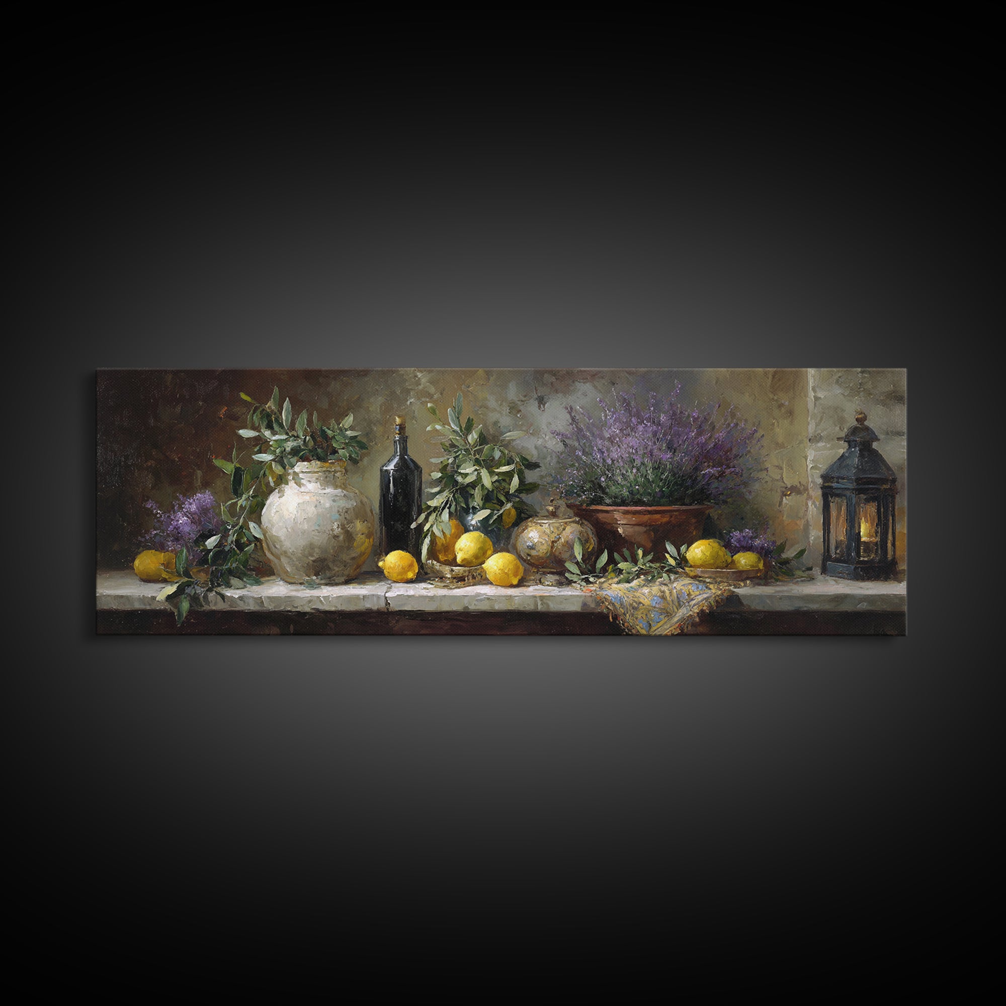 Olive Branch Still Life Canvas Print, Guest Bedroom Art, Living Room Decor, Bedroom Decor, Oil Painting, Guest, GBA-3x1-33