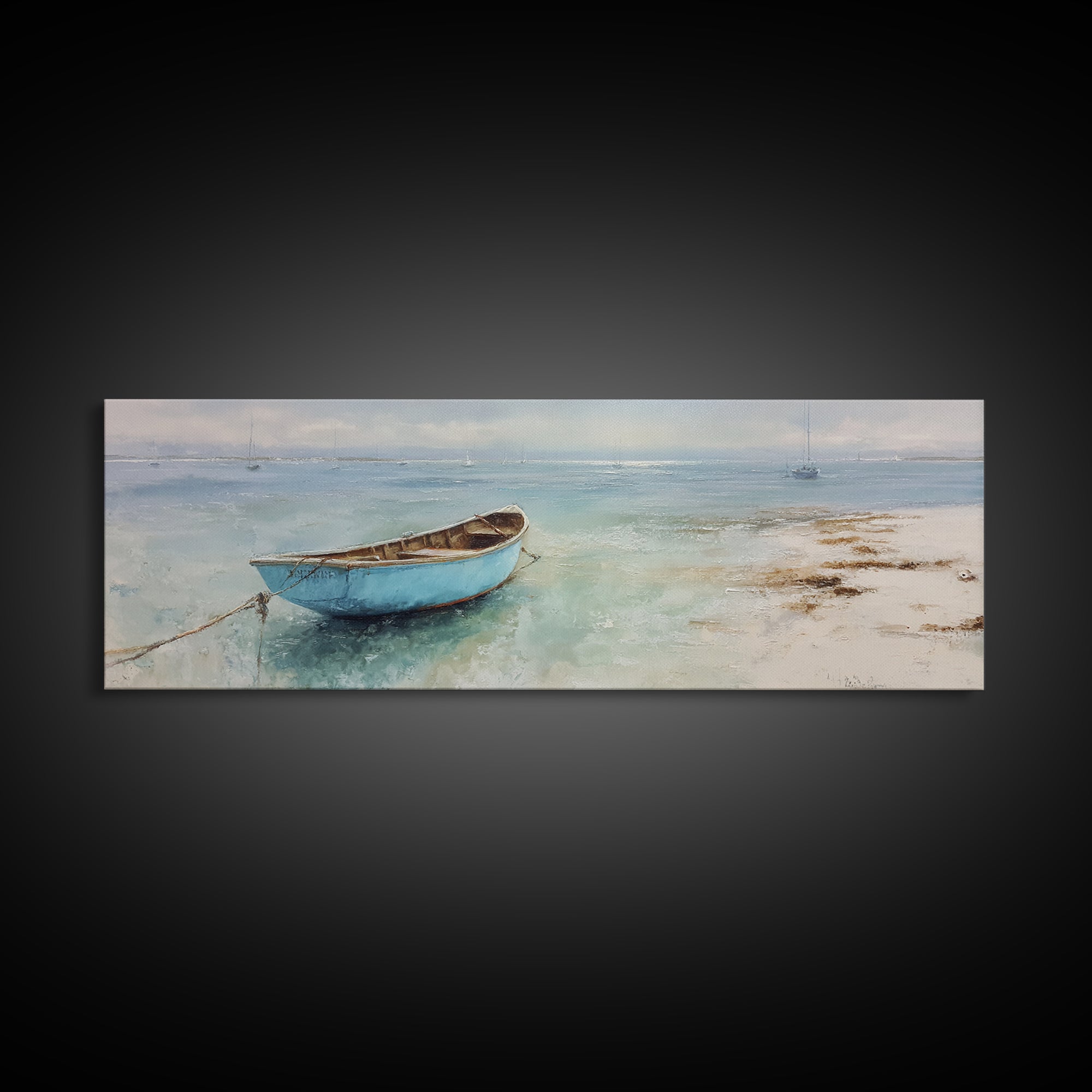 Soft Watercolor Sailboat on Quiet Water Canvas Print, Guest Bedroom Art, Home, Bedroom Decor, Abstract Art, Guest, GBA-3x1-34