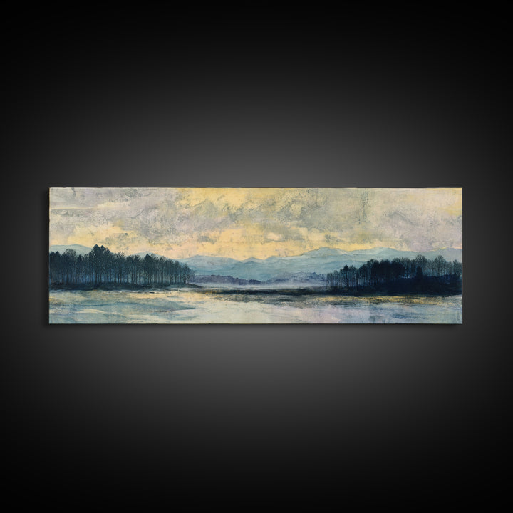 Quiet Lake Landscape at Early Morning Canvas Print, Guest Bedroom Art, Farmhouse Decor, Bedroom Decor, Fine Art, Guest, GBA-3x1-42