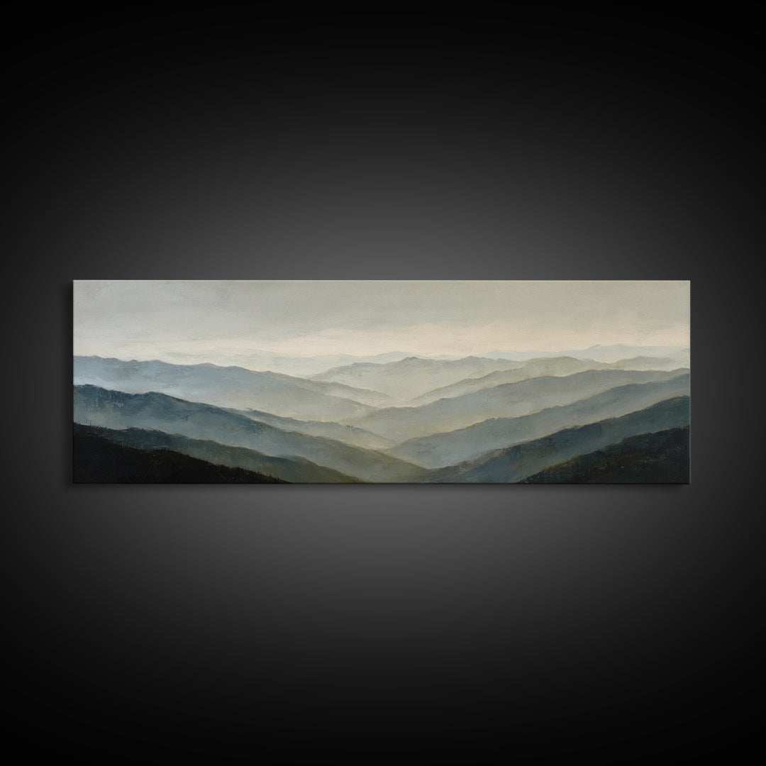 Soft Mountain Horizon Framed Canvas Print, Guest Bedroom Art, Wall Decor, Bedroom Decor, Fine Art, Guest, Living Room Decor, GBA-3x1-47