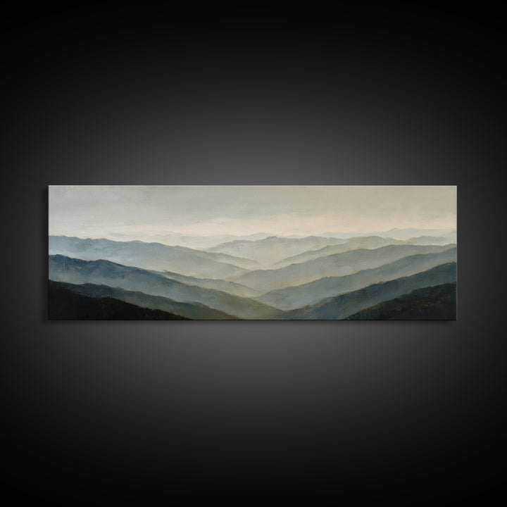 Soft Mountain Horizon Framed Canvas Print, Guest Bedroom Art, Wall Decor, Bedroom Decor, Fine Art, Guest, Living Room Decor, GBA-3x1-47