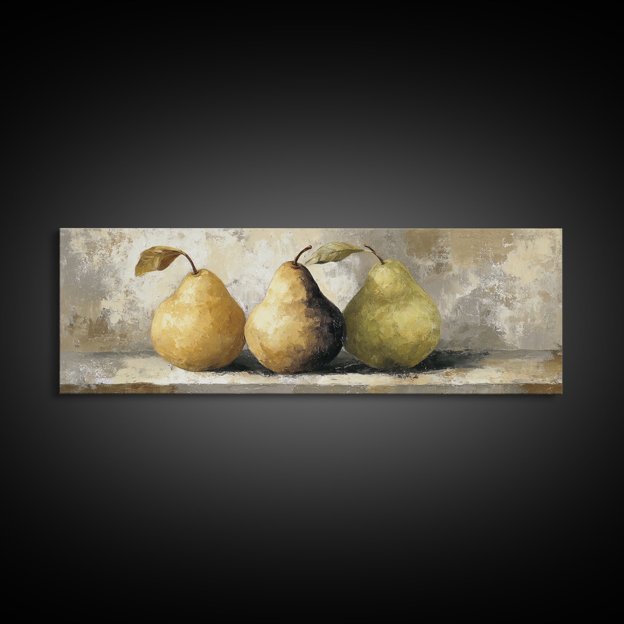 Classic Pear Still Life for Cozy Hospitality Framed Canvas Print, Guest Bedroom Art, Boho Decor, Bedroom Decor, Fine Art, Guest, GBA-3x1-60