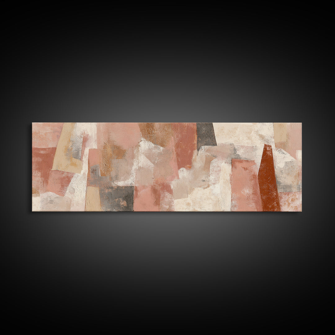 Warm Terracotta Shapes Canvas Print, Guest Bedroom Art, Gallery Decor, Bedroom Decor, Fine Art, Guest, Contemporary Art, GBA-3x1-62