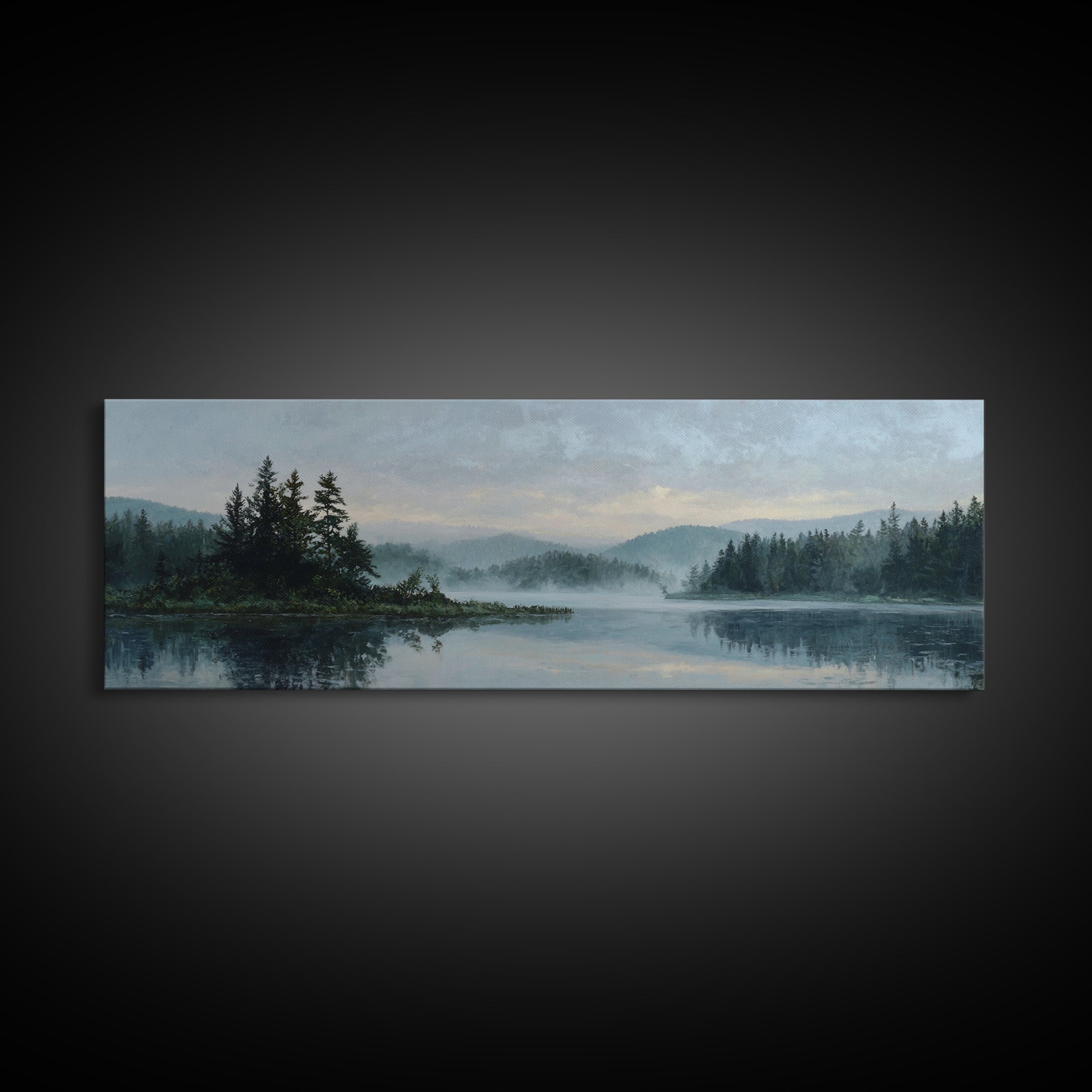 Quiet Lake Landscape at Early Morning Canvas Print, Guest Bedroom Art, Farmhouse Decor, Bedroom Decor, Fine Art, Guest, GBA-3x1-66