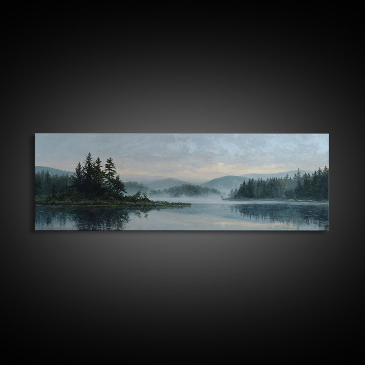 Quiet Lake Landscape at Early Morning Canvas Print, Guest Bedroom Art, Farmhouse Decor, Bedroom Decor, Fine Art, Guest, GBA-3x1-66
