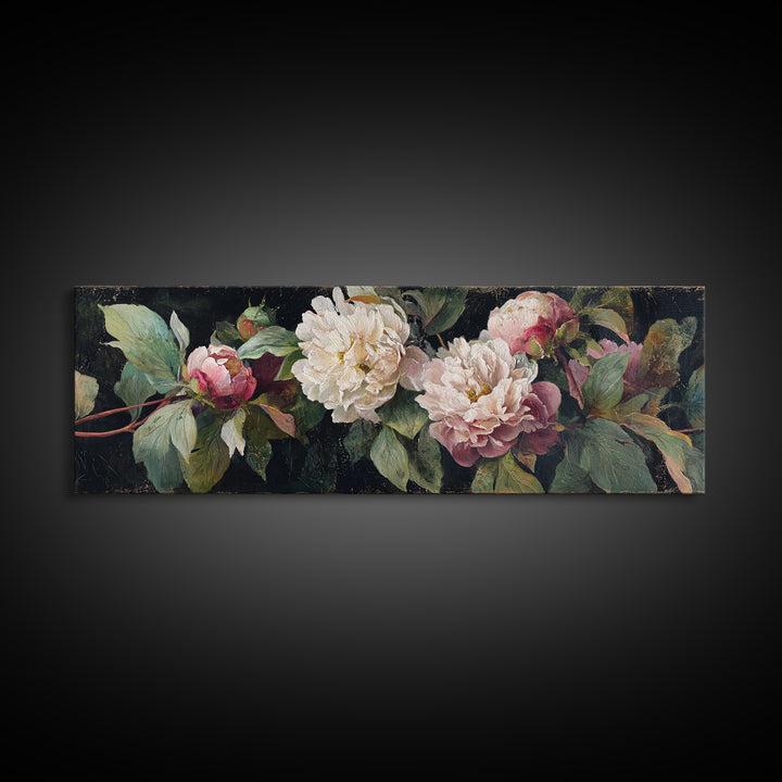 Neutral Peony Painting Framed Canvas Print, Guest Bedroom Art, Minimalist Wall Art, Bedroom Decor, Guest, Luxury Decor, GBA-3x1-73
