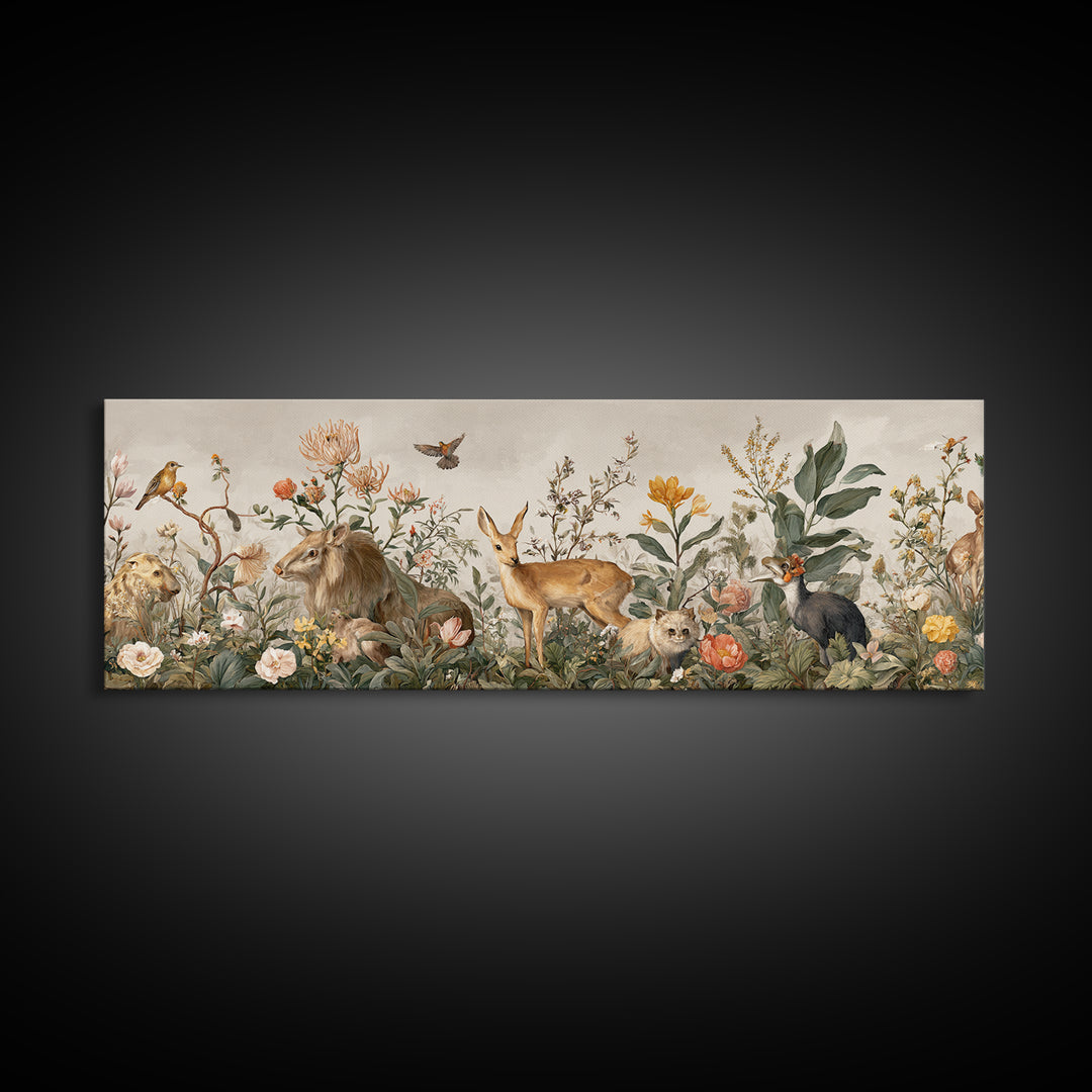 Sunlit Meadow with Delicate Flowers Framed Canvas Print, Guest Bedroom Art, Bedroom Decor, Watercolor Art, Guest, GBA-3x1-79