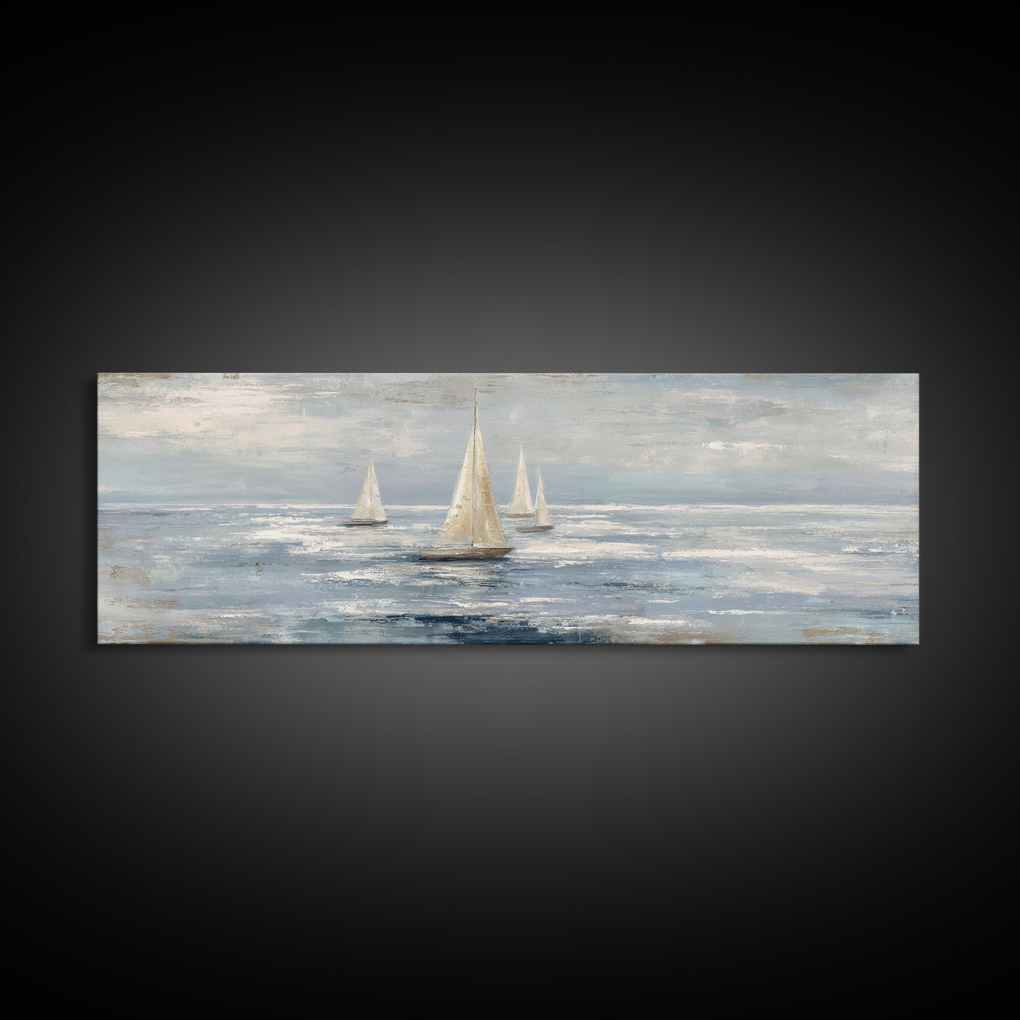Soft Watercolor Sailboat on Quiet Water Framed Canvas Print, Guest Bedroom Art, New Home Gift, Bedroom Decor, Fine Art, Guest, GBA-3x1-82