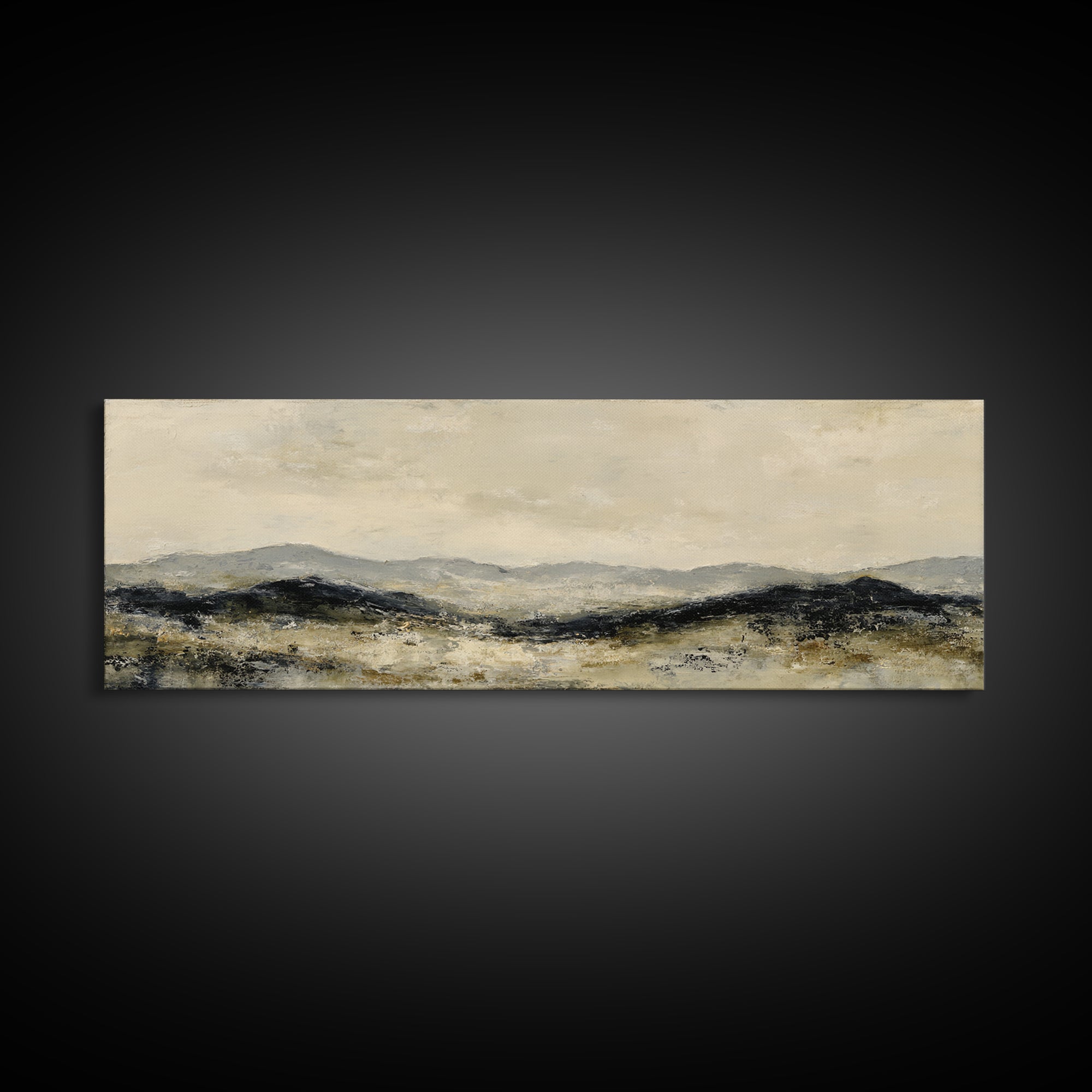 Gentle Rain over Distant Hills Canvas Print, Guest Bedroom Art, Minimalist Decor, Bedroom Decor, Oil Painting, Guest, GBA-3x1-88