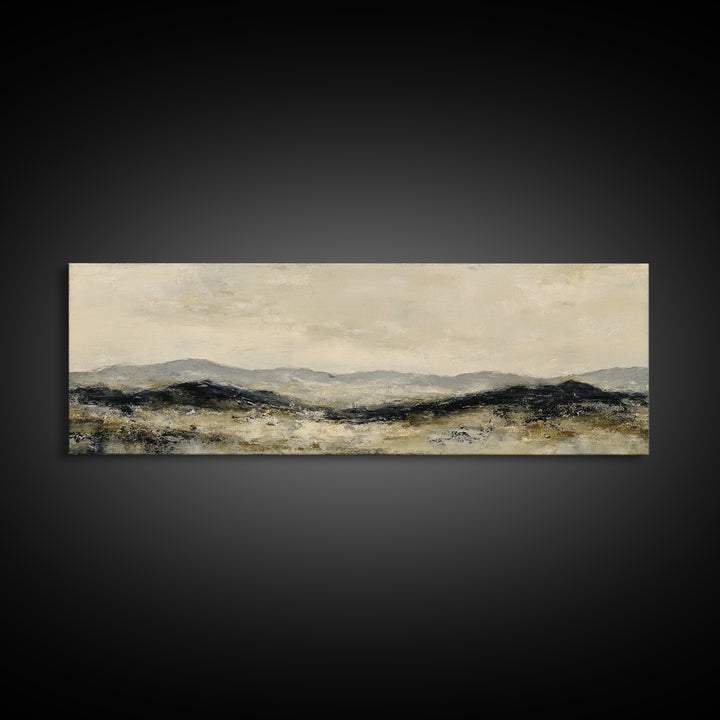 Gentle Rain over Distant Hills Canvas Print, Guest Bedroom Art, Minimalist Decor, Bedroom Decor, Oil Painting, Guest, GBA-3x1-88