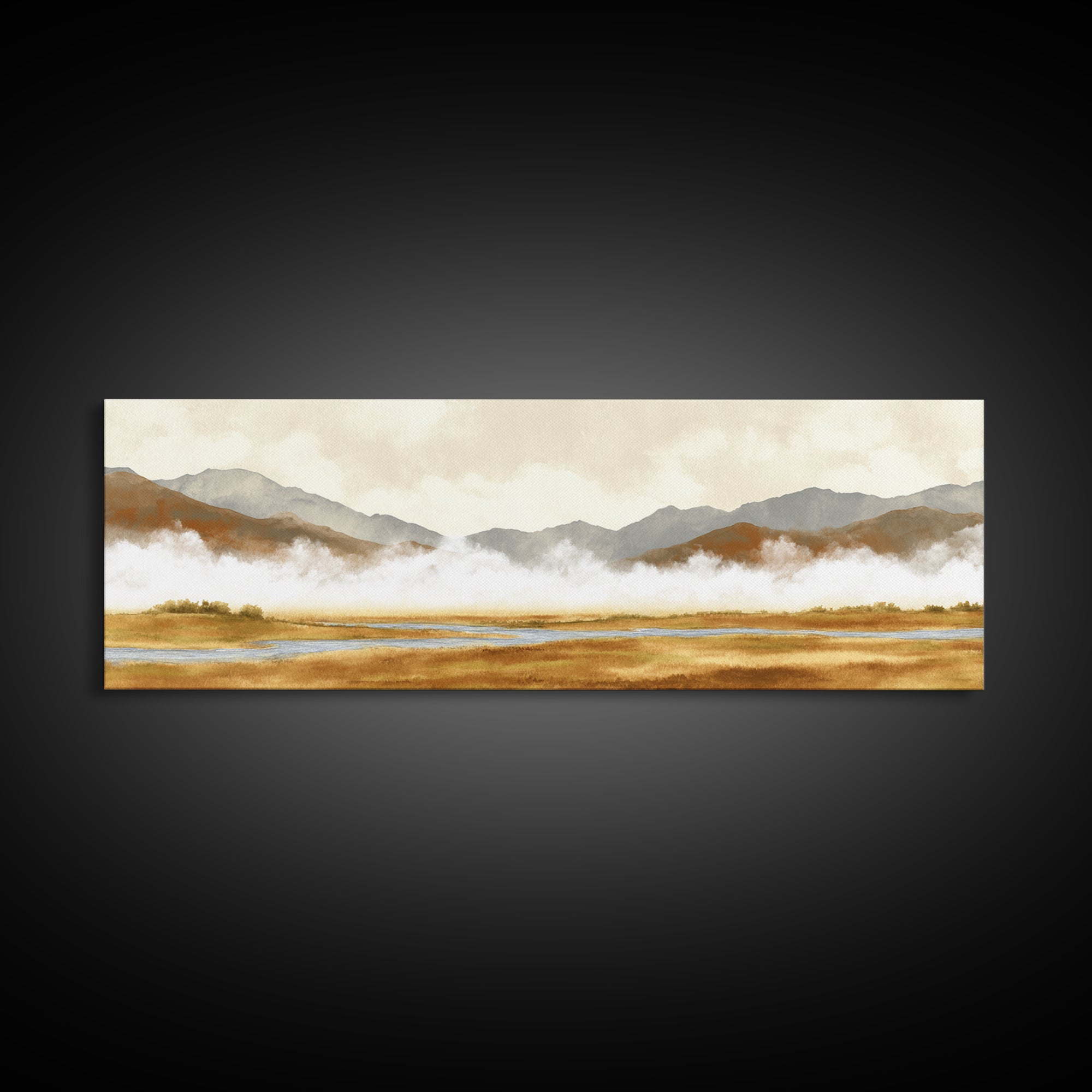 Soft Mountain Horizon Canvas Print, Guest Bedroom Art, Textured Painting, Bedroom Decor, Fine Art, Guest, Wall Art Prints, GBA-3x1-95
