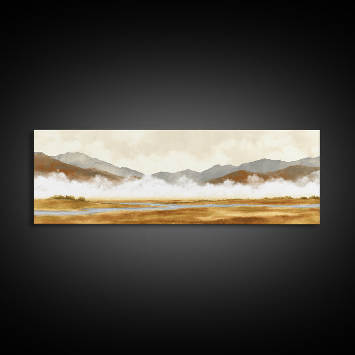 Soft Mountain Horizon Canvas Print, Guest Bedroom Art, Textured Painting, Bedroom Decor, Fine Art, Guest, Wall Art Prints, GBA-3x1-95
