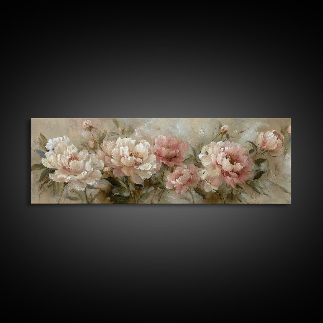 Neutral Peony Painting Canvas Print, Guest Bedroom Art, Gallery Decor, Bedroom Decor, Abstract Art, Guest, Contemporary Art, GBA-3x1-97
