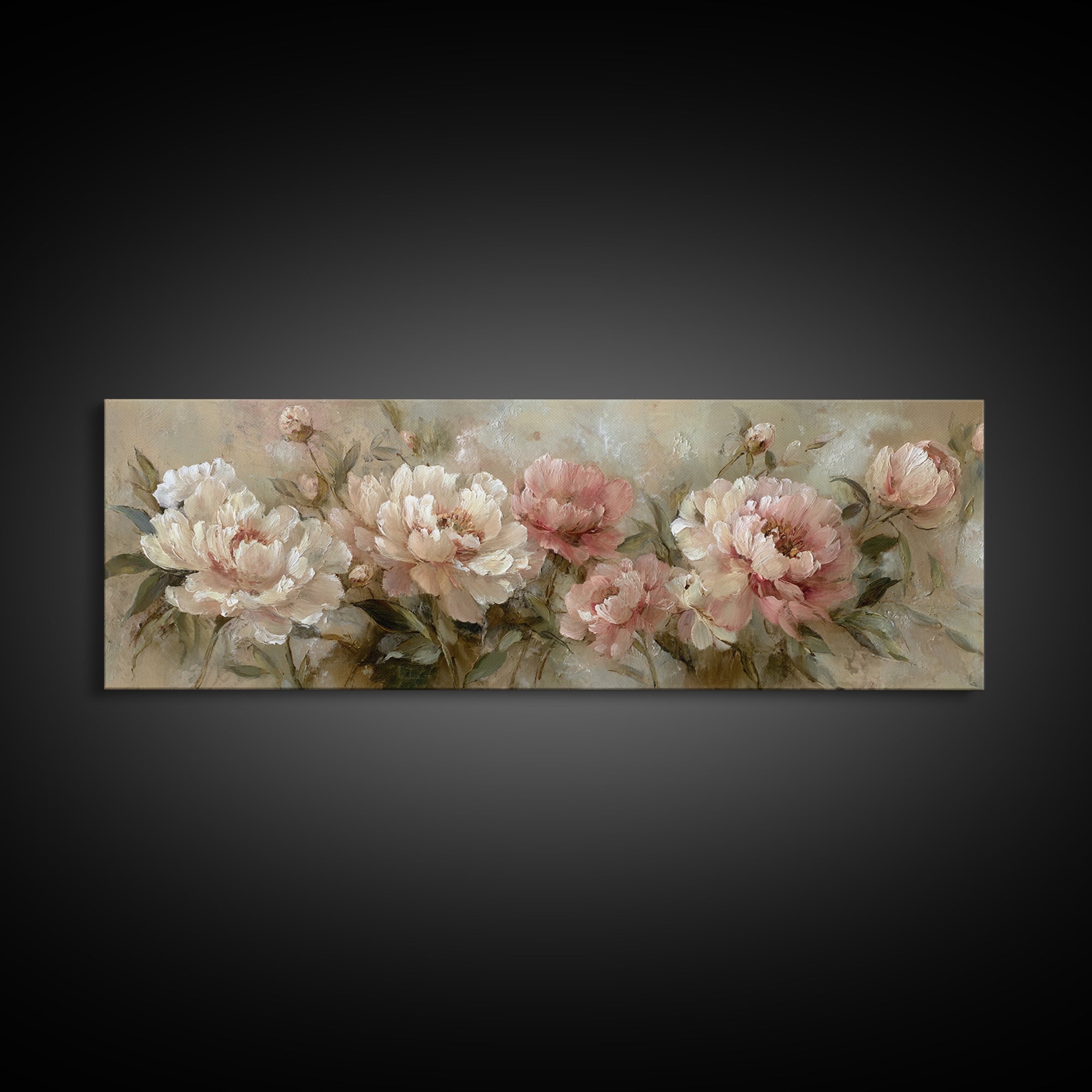 Neutral Peony Painting Canvas Print, Guest Bedroom Art, Gallery Decor, Bedroom Decor, Abstract Art, Guest, Contemporary Art, GBA-3x1-97