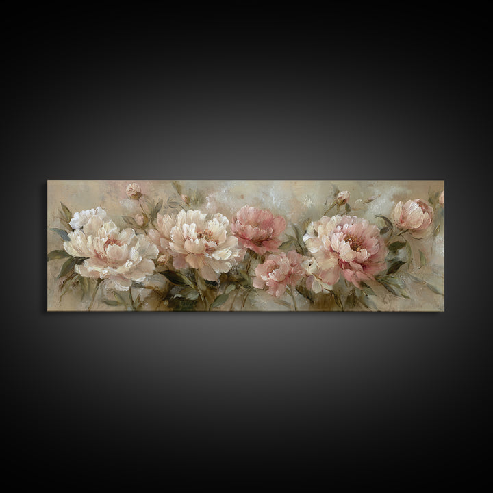 Neutral Peony Painting Canvas Print, Guest Bedroom Art, Gallery Decor, Bedroom Decor, Abstract Art, Guest, Contemporary Art, GBA-3x1-97