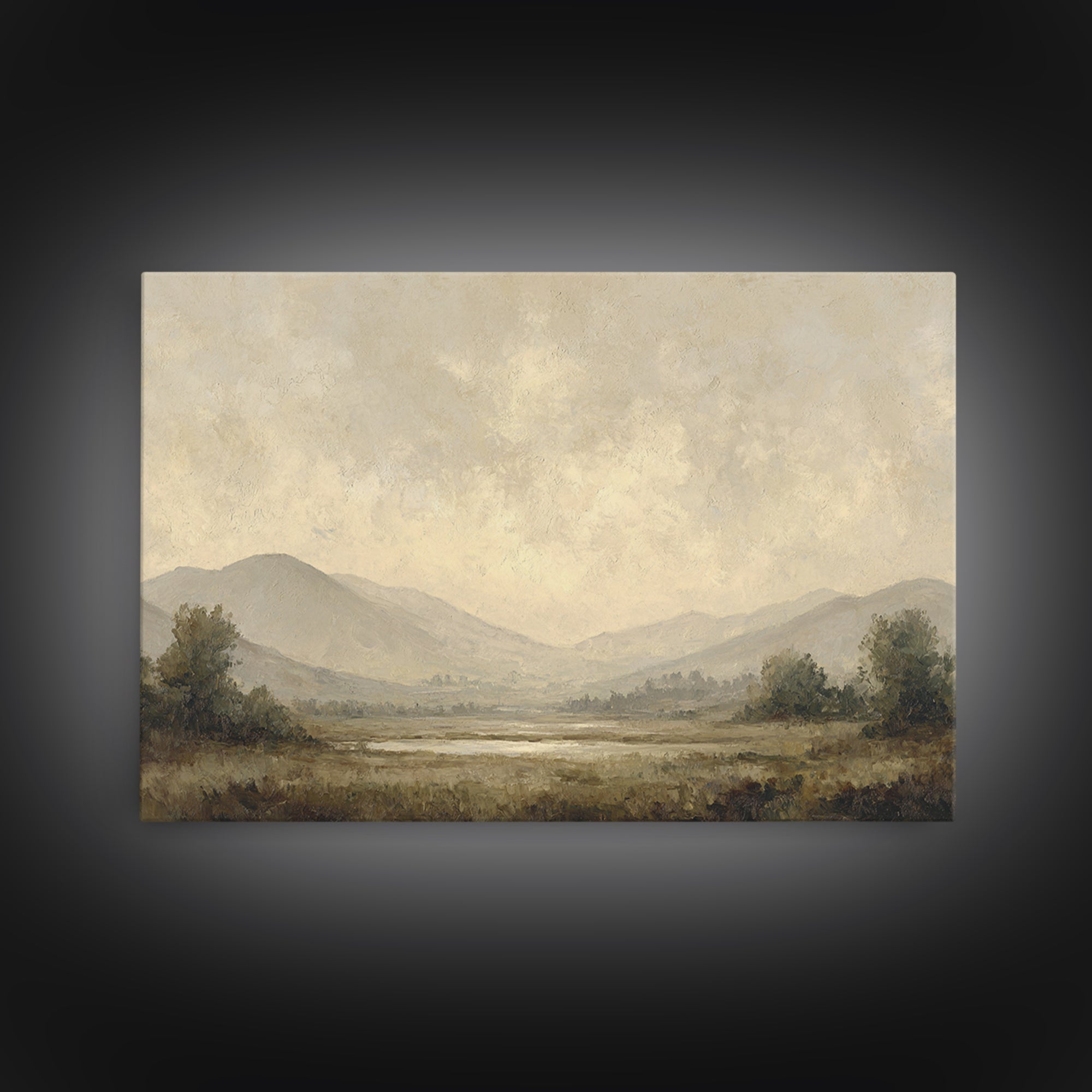 Gentle Rain over Distant Hills Framed Canvas Print, Guest Bedroom Art, Fine Art Print, Bedroom Decor, Oil Painting, Guest, GBA-3x2-100