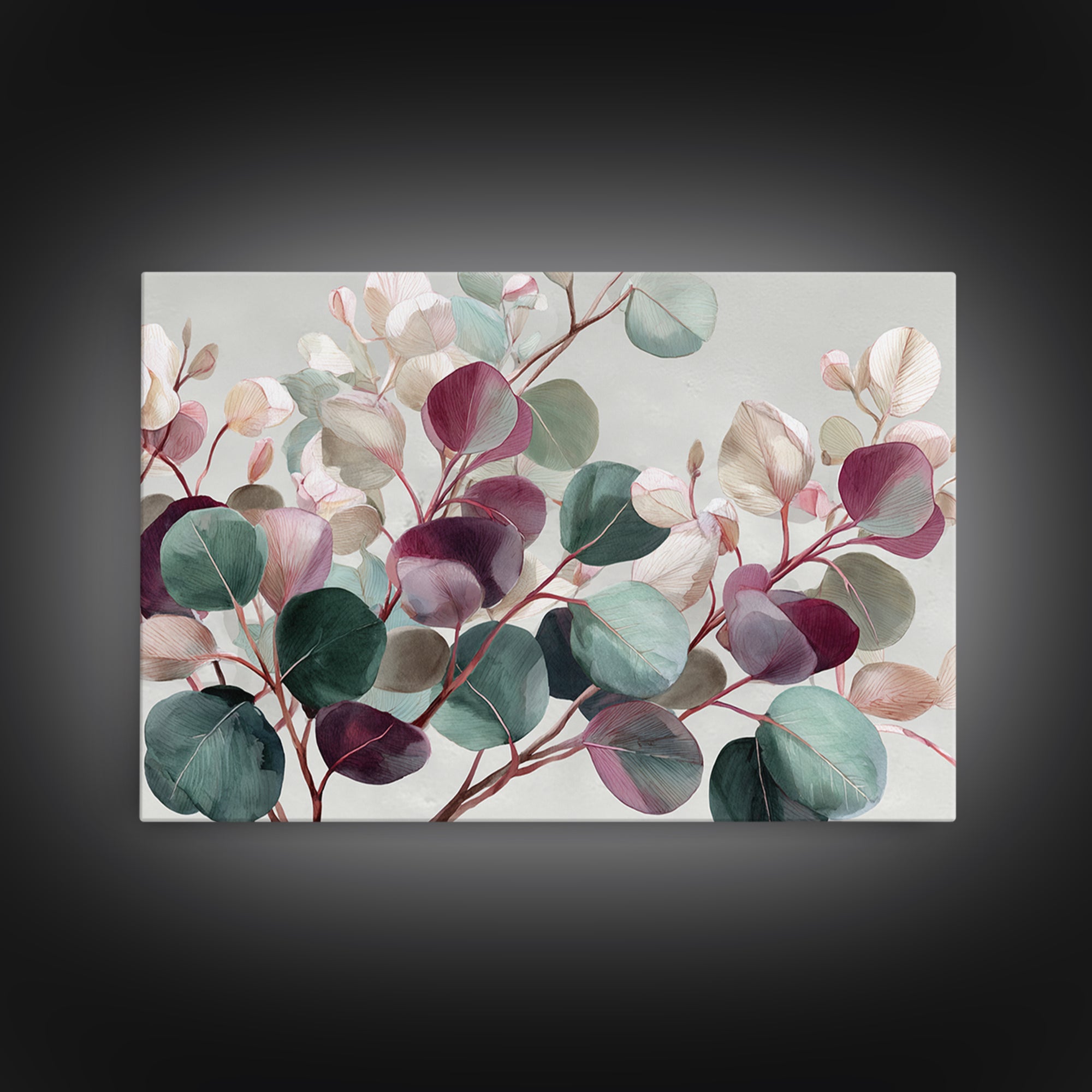 Calming Eucalyptus Watercolor Branches Framed Canvas Print, Guest Bedroom Art, Home, Bedroom Decor, Oil Painting, Guest, GBA-3x2-14