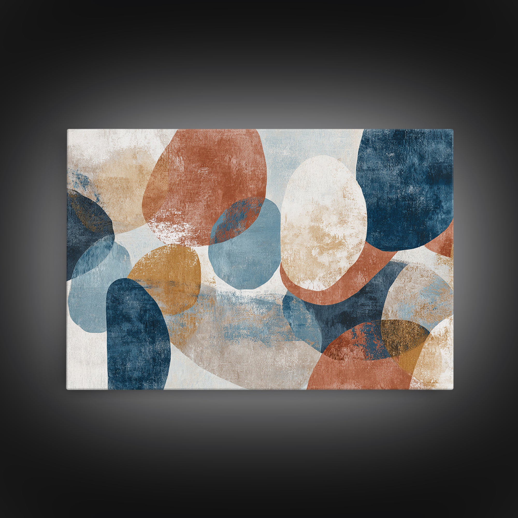 Warm Terracotta Shapes Framed Canvas Print, Guest Bedroom Art, Digital Prints, Bedroom Decor, Abstract Art, Guest, GBA-3x2-2