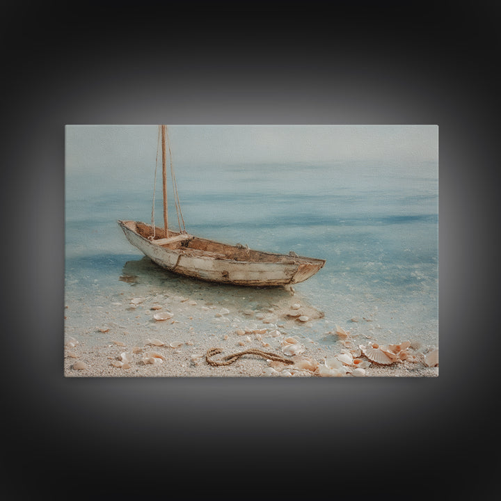 Soft Watercolor Sailboat on Quiet Water Canvas Print, Guest Bedroom Art, Wall Art Prints, Bedroom Decor, Oil Painting, Guest, GBA-3x2-22