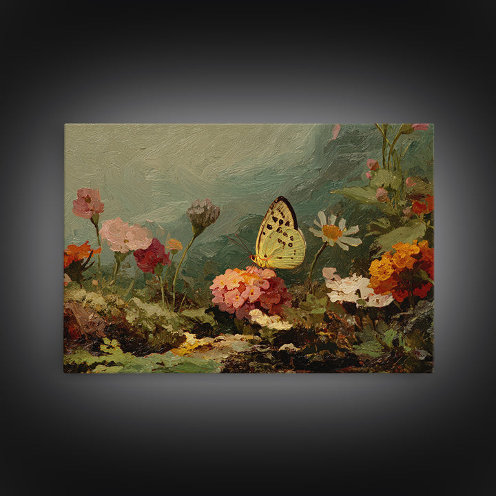 Garden Butterfly and Flowers Specimen Study Canvas Print, Guest Bedroom Art, Printable Art, Bedroom Decor, Fine Art, Guest, GBA-3x2-3