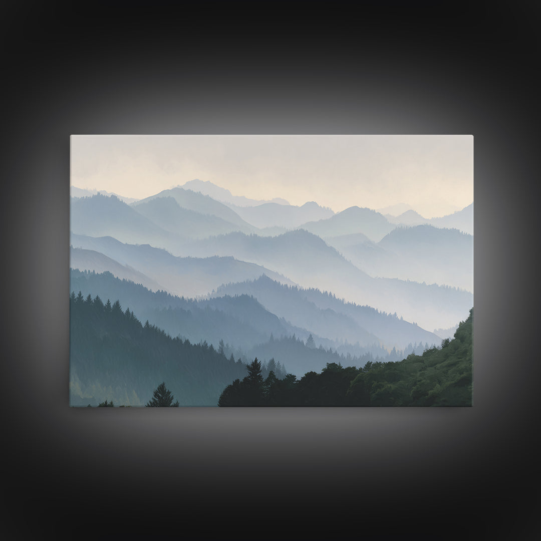 Soft Mountain Horizon Framed Canvas Print, Guest Bedroom Art, Trendy Wall Art, Bedroom Decor, Fine Art, Guest, GBA-3x2-35