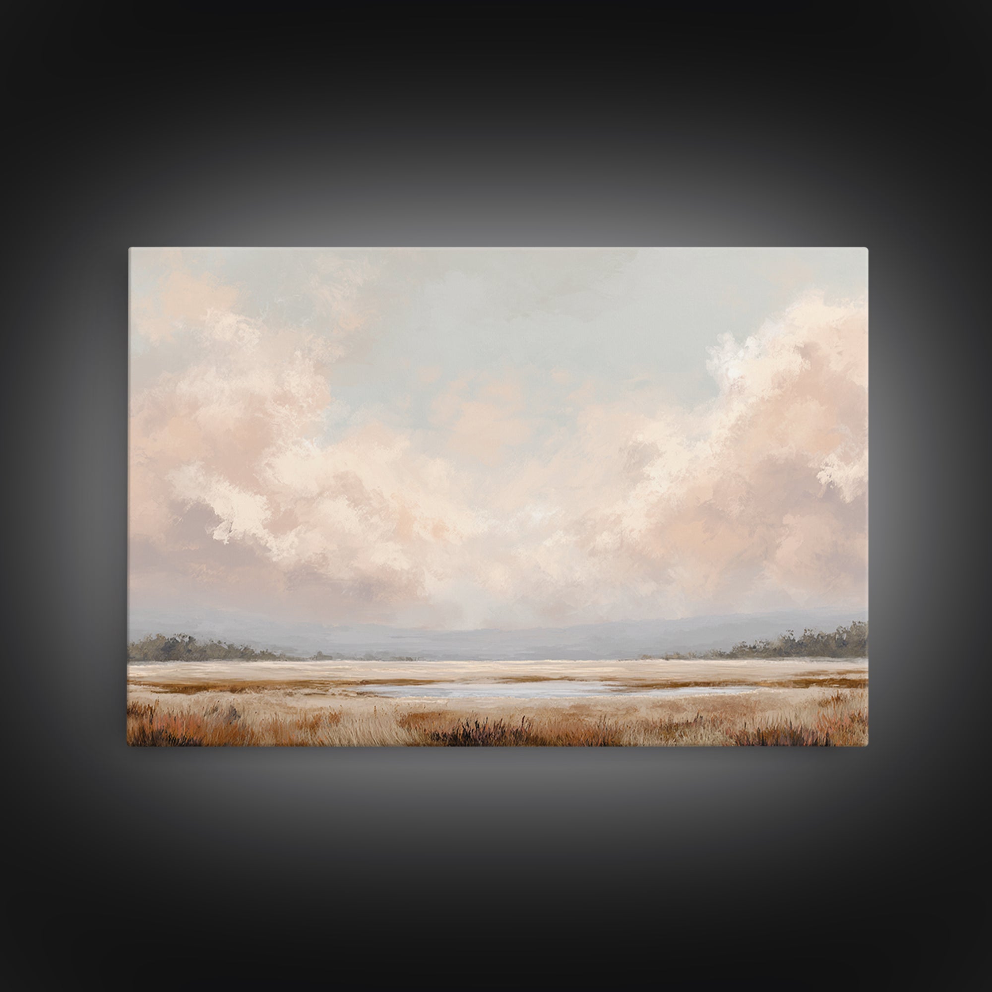 Romantic Cloudscape in Blush and Ivory Framed Canvas Print, Guest Bedroom Art, Neutral Decor, Bedroom Decor, Fine Art, Guest, GBA-3x2-39