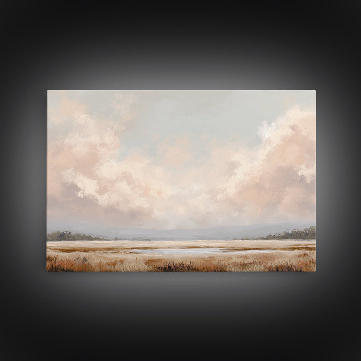 Romantic Cloudscape in Blush and Ivory Framed Canvas Print, Guest Bedroom Art, Neutral Decor, Bedroom Decor, Fine Art, Guest, GBA-3x2-39