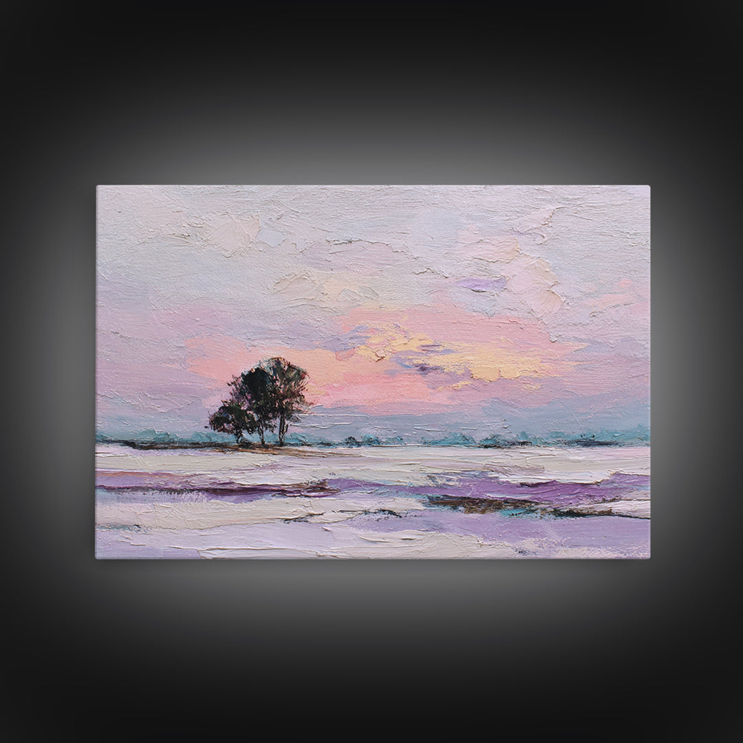 Lavender Field under Pale Sky Framed Canvas Print, Guest Bedroom Art, Room Decor, Bedroom Decor, Oil Painting, Guest, GBA-3x2-47