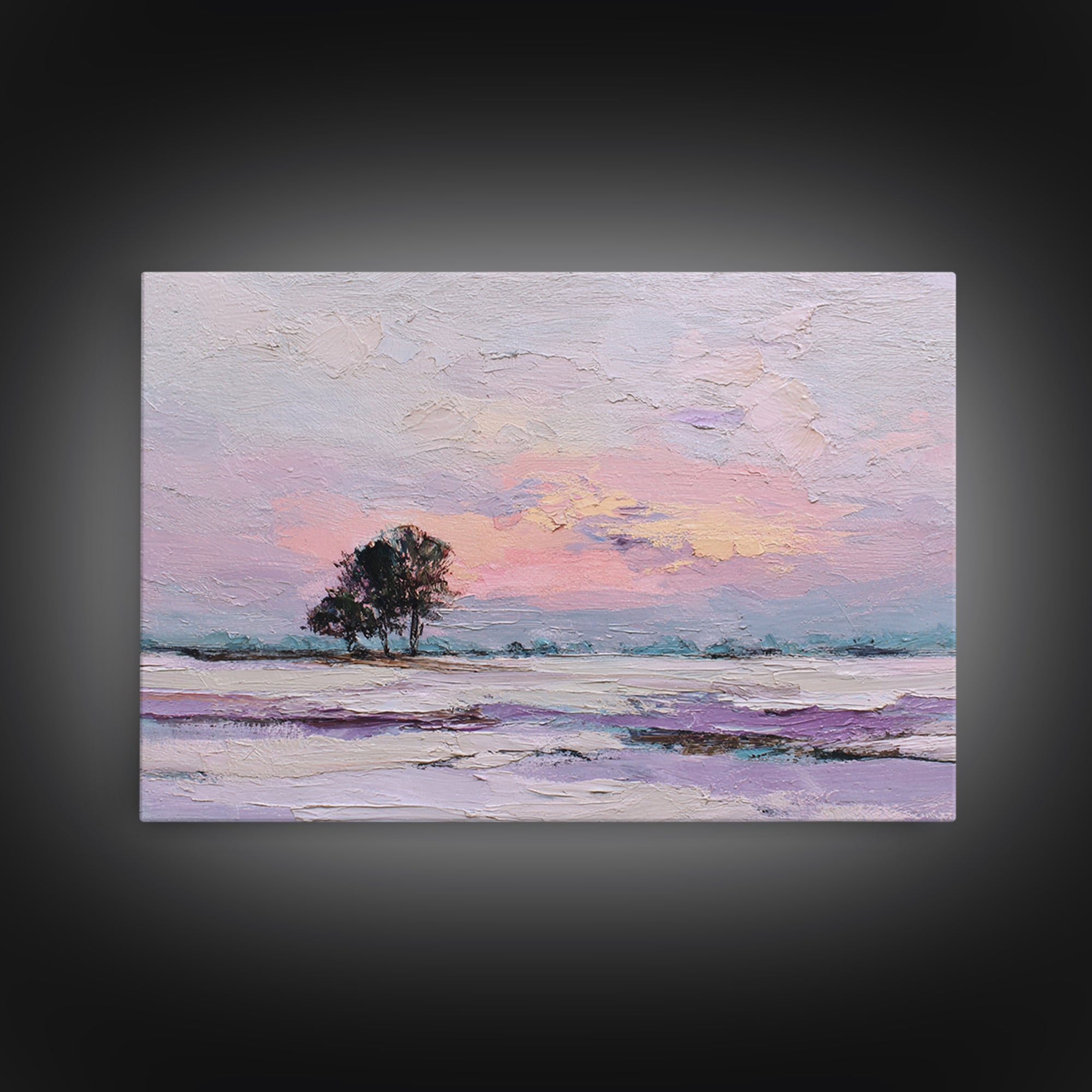 Lavender Field under Pale Sky Framed Canvas Print, Guest Bedroom Art, Room Decor, Bedroom Decor, Oil Painting, Guest, GBA-3x2-47
