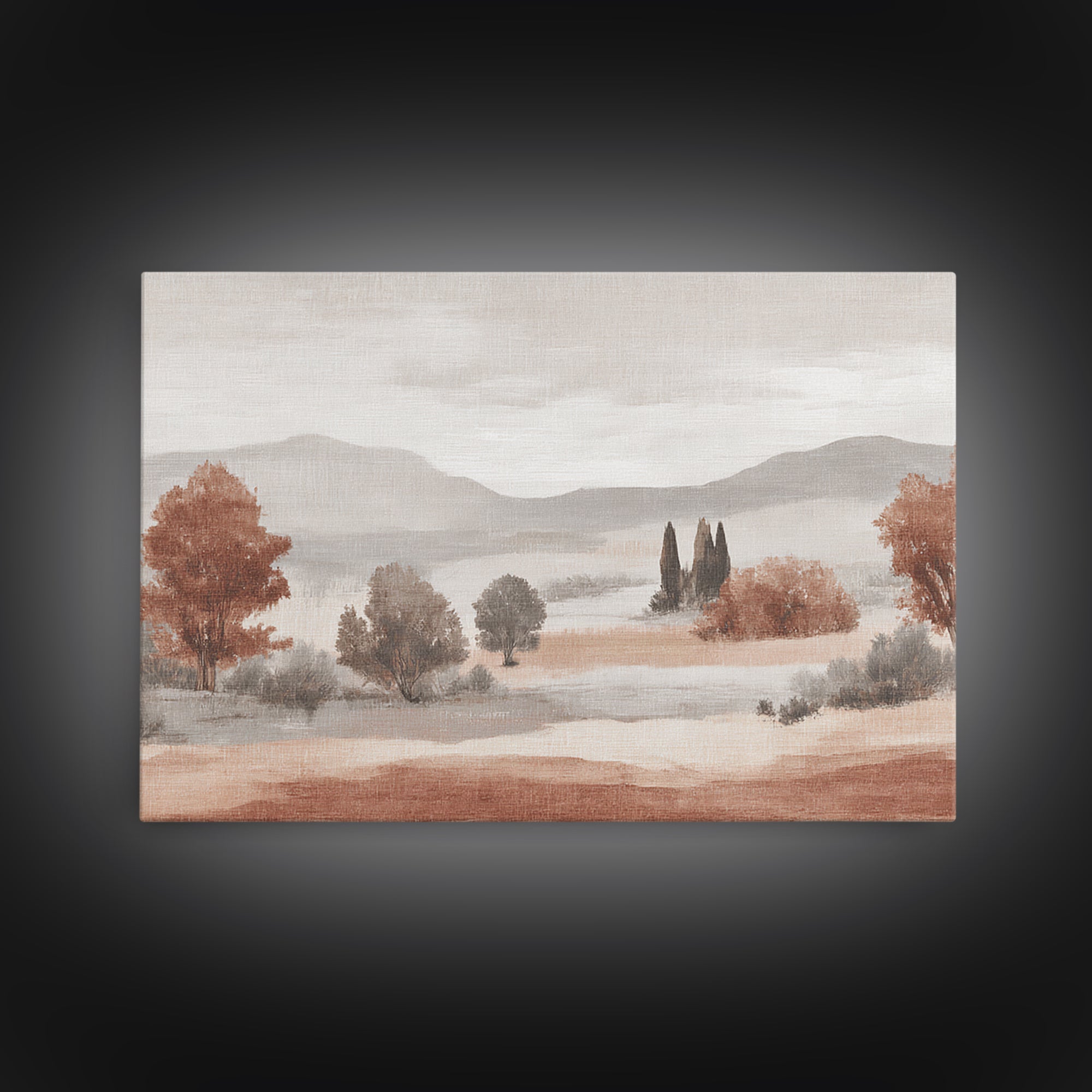 Warm Terracotta Shapes Framed Canvas Print, Guest Bedroom Art, Living Room Decor, Bedroom Decor, Guest, Farmhouse Wall Art, GBA-3x2-50