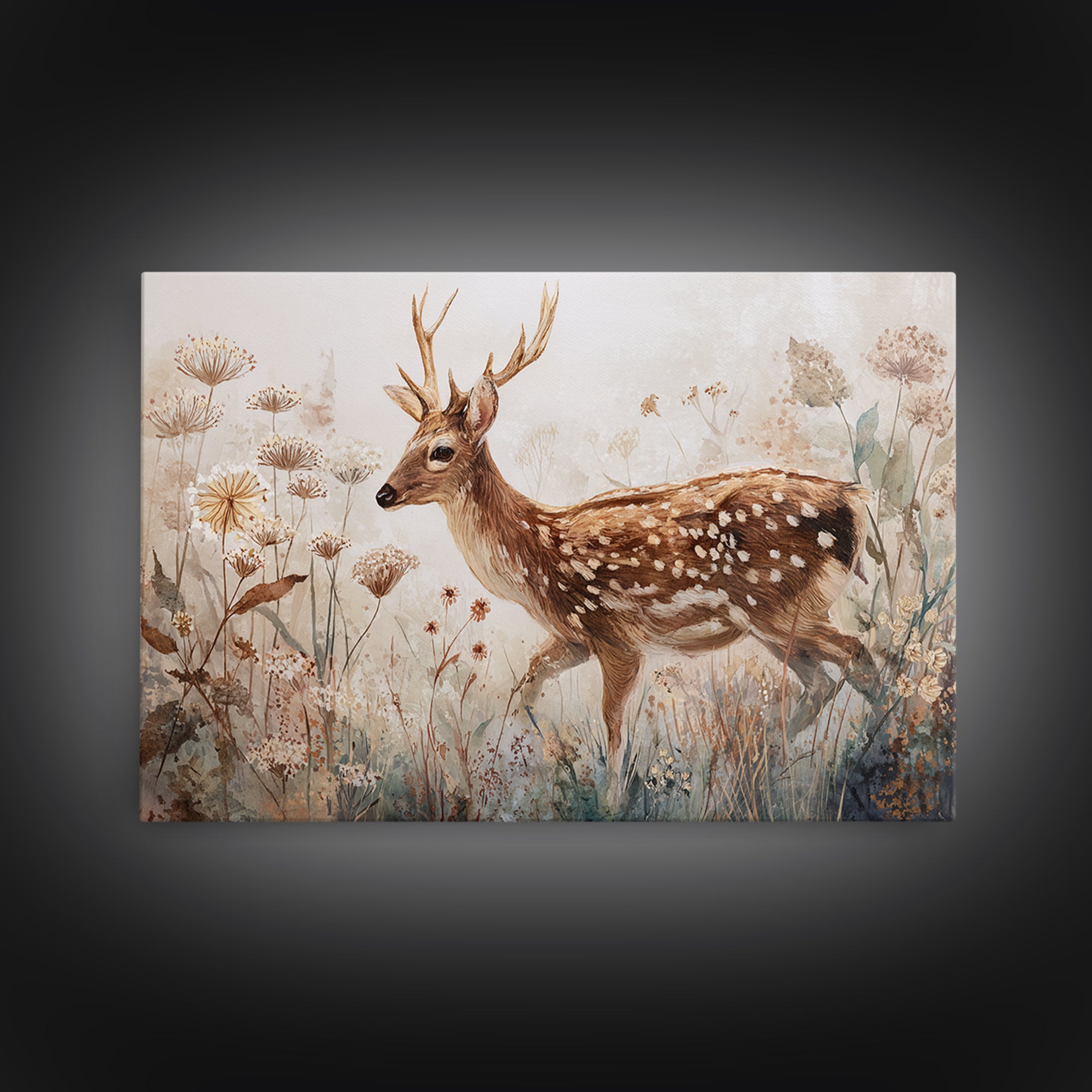Sunlit Meadow with Delicate Flowers Canvas Print, Guest Bedroom Art, Textured Painting, Bedroom Decor, Watercolor Art, Guest, GBA-3x2-67