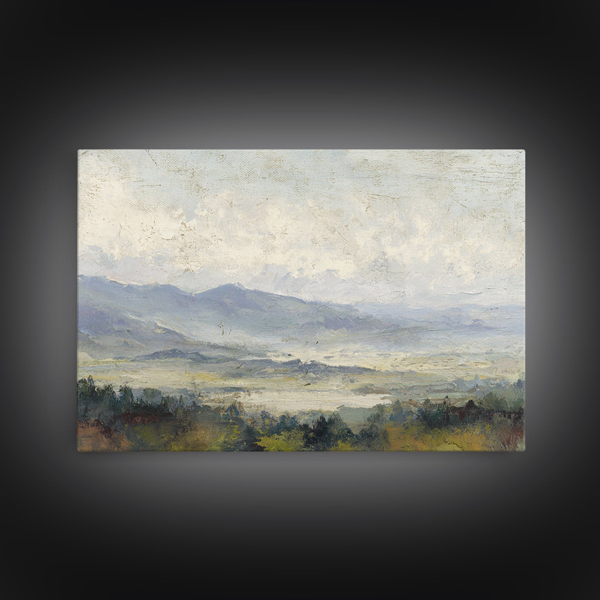 Gentle Rain over Distant Hills Canvas Print, Guest Bedroom Art, Farmhouse Wall Art, Bedroom Decor, Watercolor Art, Guest, GBA-3x2-76