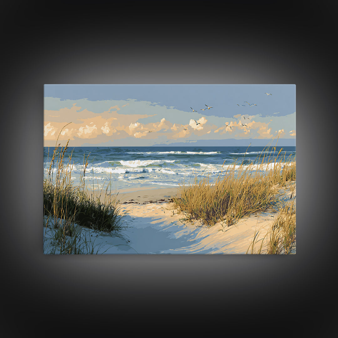 Coastal Dunes in Pale Blue and Sand Framed Canvas Print, Guest Bedroom Art, Downloadable Prints, Bedroom Decor, Fine Art, Guest, GBA-3x2-81