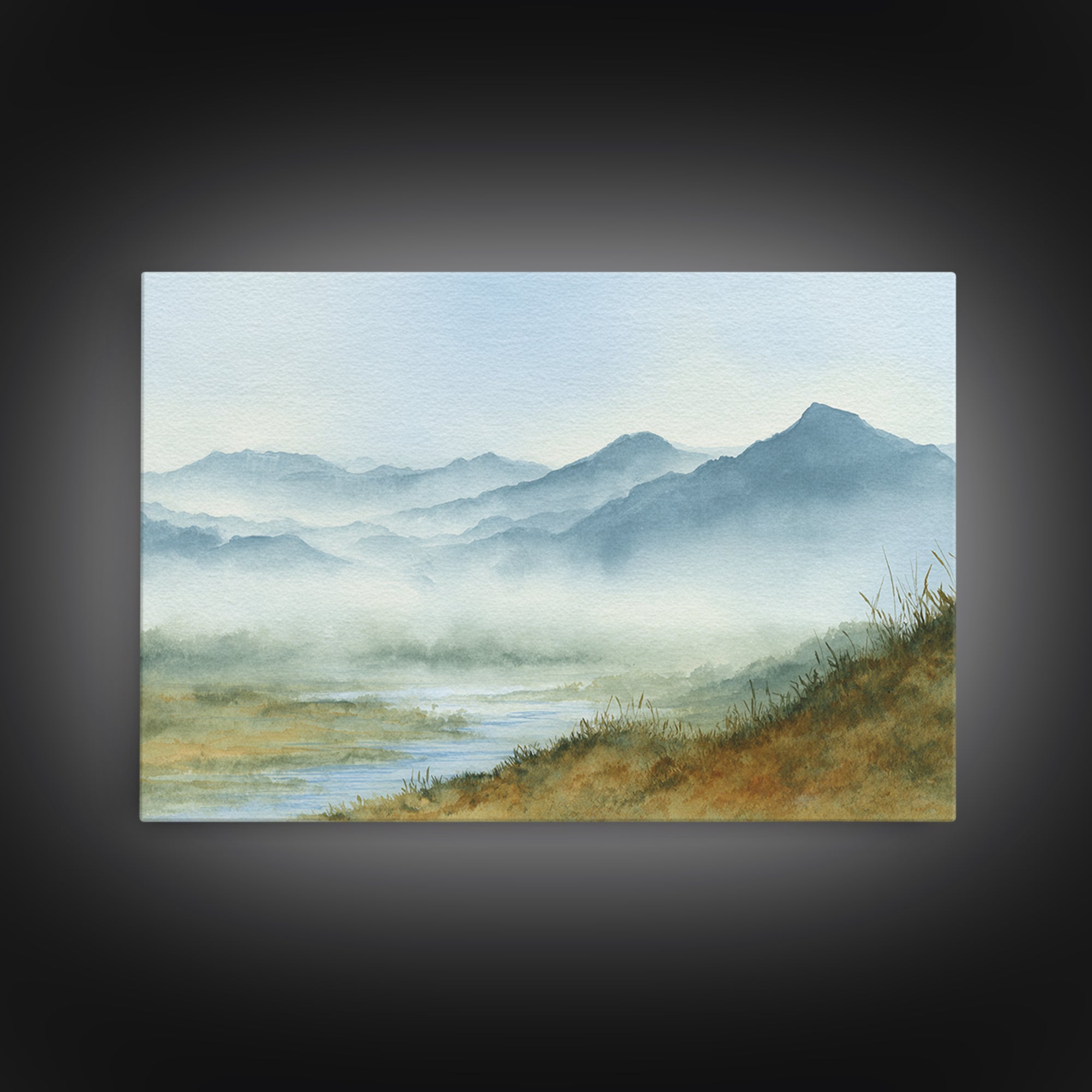Soft Mountain Horizon Canvas Print, Guest Bedroom Art, Wall Art, Bedroom Decor, Oil Painting, Guest, New Home Gift, GBA-3x2-83