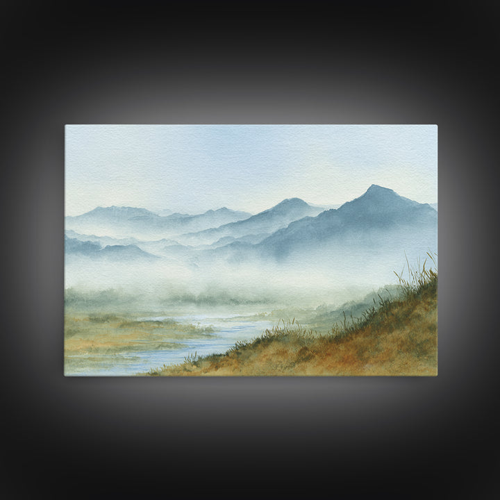 Soft Mountain Horizon Canvas Print, Guest Bedroom Art, Wall Art, Bedroom Decor, Oil Painting, Guest, New Home Gift, GBA-3x2-83