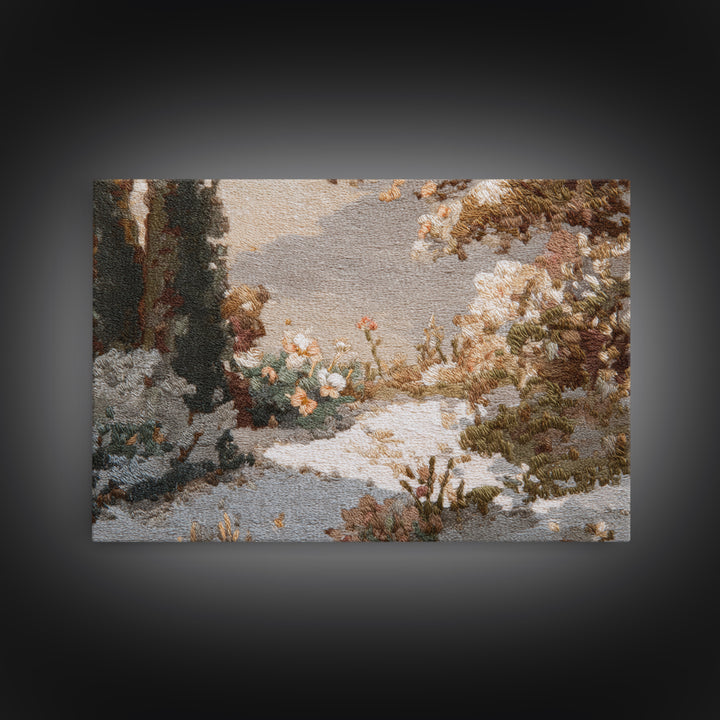 Sunlit Meadow with Delicate Flowers Framed Canvas Print, Guest Bedroom Art, Poster, Bedroom Decor, Watercolor Art, Guest, GBA-3x2-91