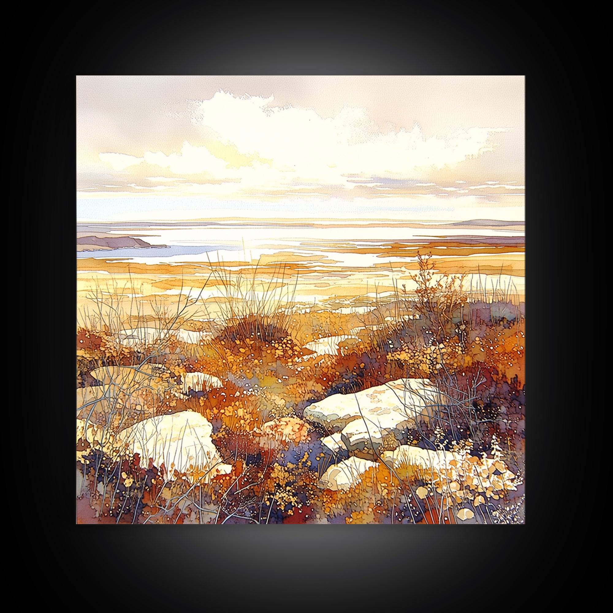 Quiet Abstract Landscape Framed Canvas Print, General Fine Art, Modern Decor, Living Room Decor, Fine Art, Poster, GEN-1x1-1