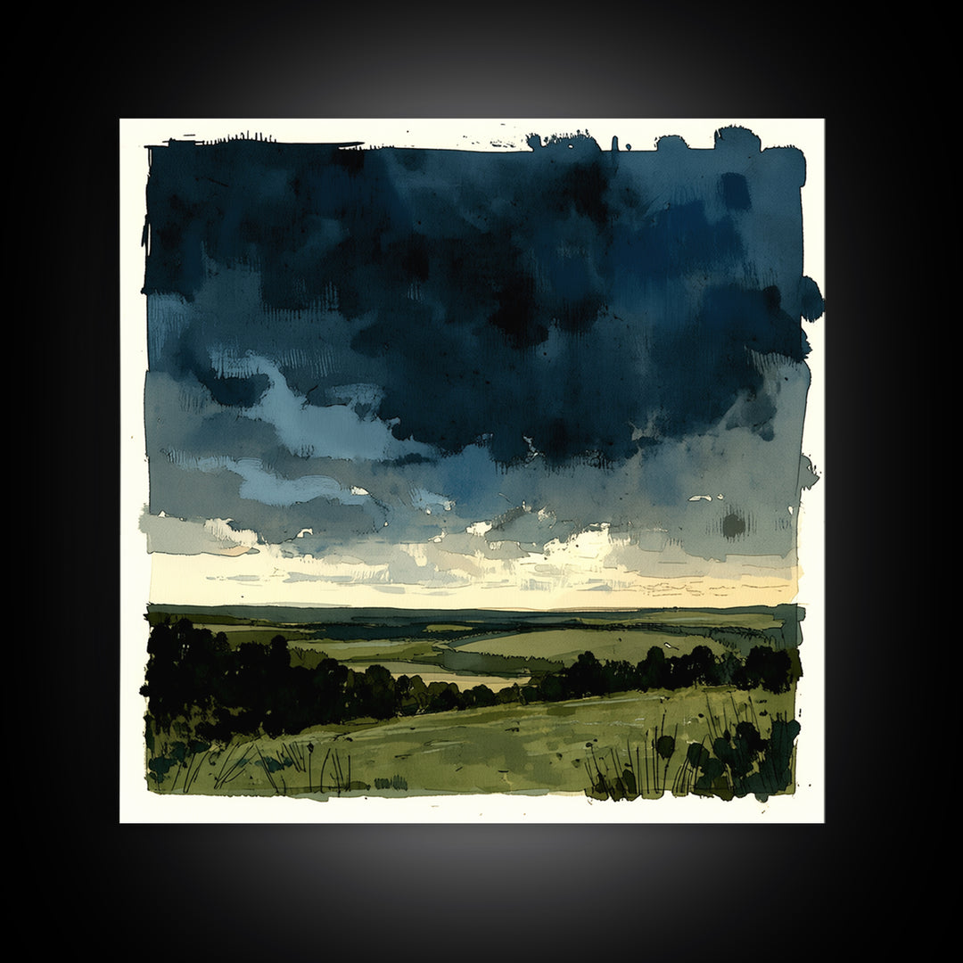 Elegant Ink Wash Landscape Canvas Print, General Fine Art, Wall Decor, Living Room Decor, Fine Art, Original Painting, GEN-1x1-20