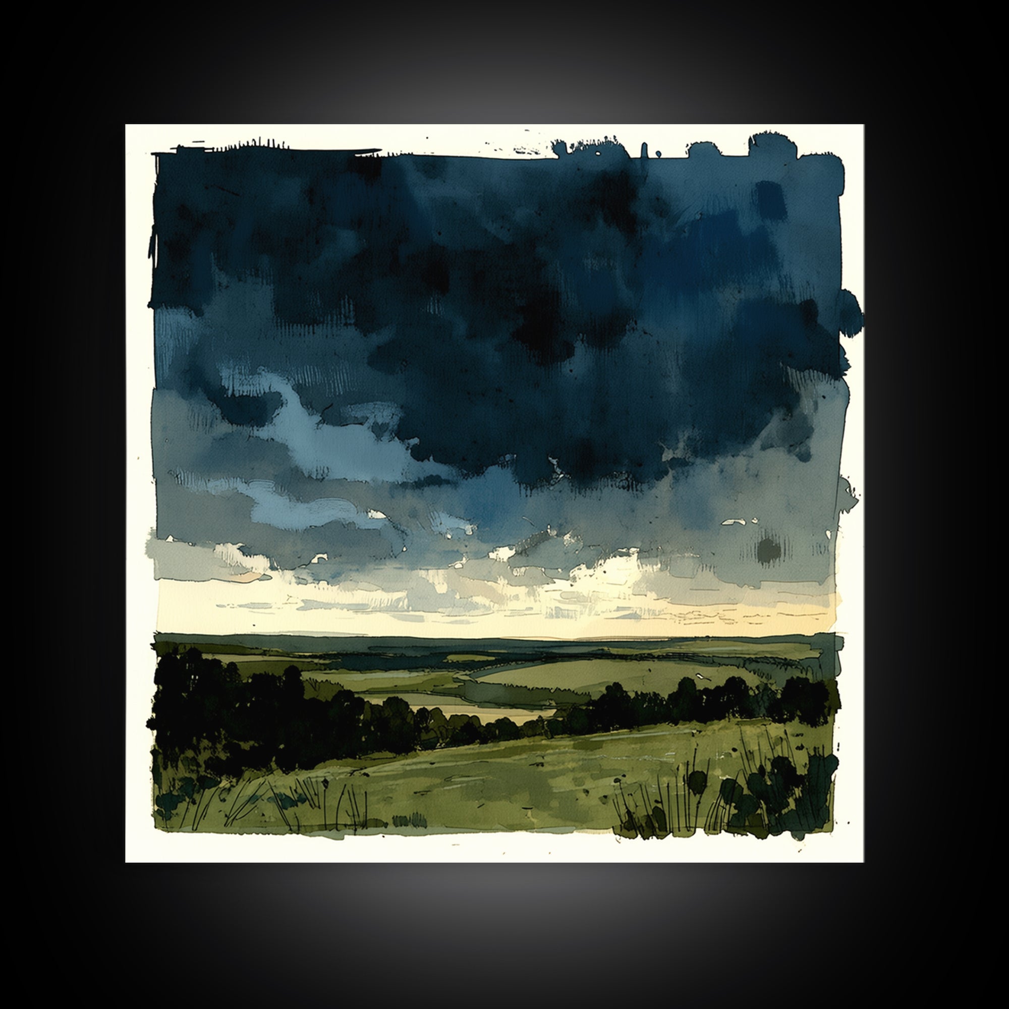 Elegant Ink Wash Landscape Canvas Print, General Fine Art, Wall Decor, Living Room Decor, Fine Art, Original Painting, GEN-1x1-20