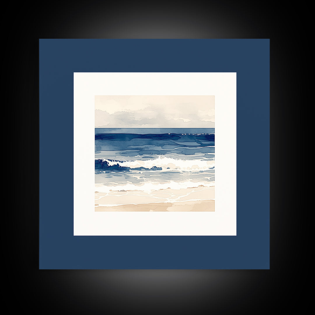 Coastal Water Study Framed Canvas Print, General Fine Art, Textured Painting, Living Room Decor, Fine Art, Art Prints, GEN-1x1-29