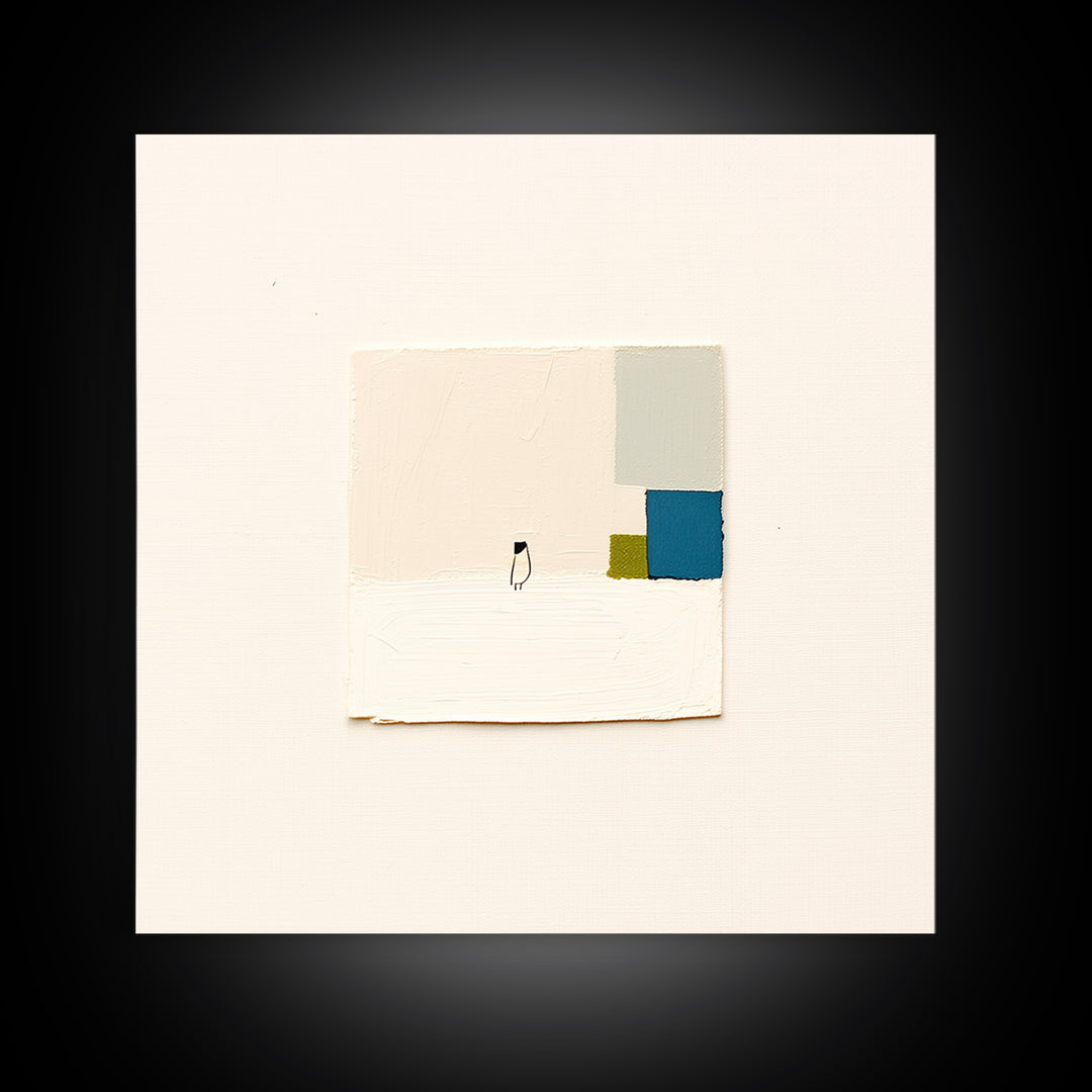 Minimal Black Line Figure on Textured Paper Canvas Print, General Fine Art, Digital Art, Living Room Decor, Fine Art, GEN-1x1-3