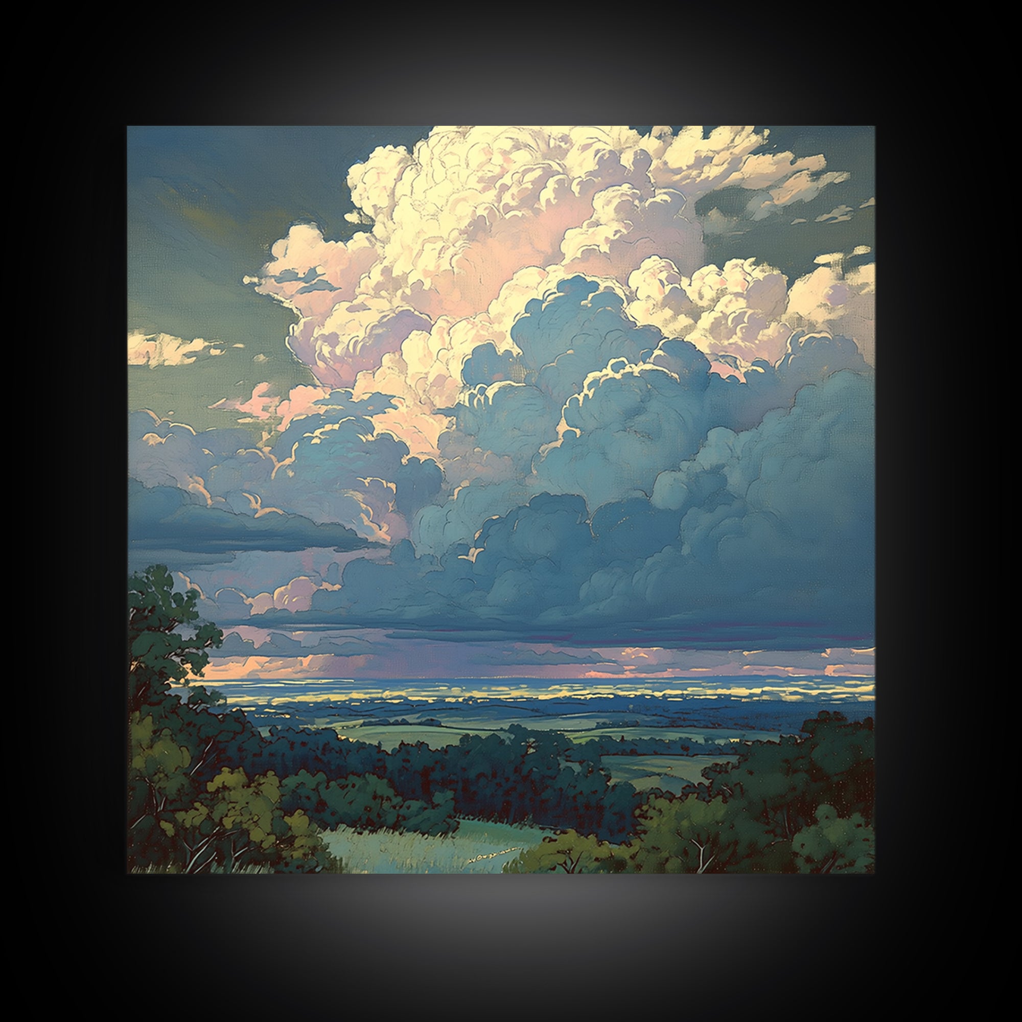 Romantic Cloudscape with Blush and Cream Tones Canvas Print, General Fine Art, Canvas Wall Art, Living Room Decor, GEN-1x1-42