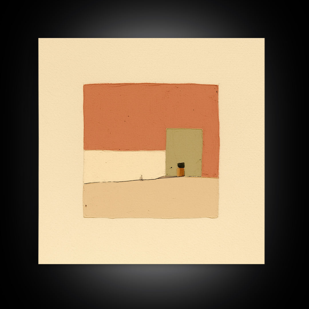 Minimal Black Line Figure on Textured Paper Canvas Print, General Fine Art, Bedroom Decor, Living Room Decor, GEN-1x1-51