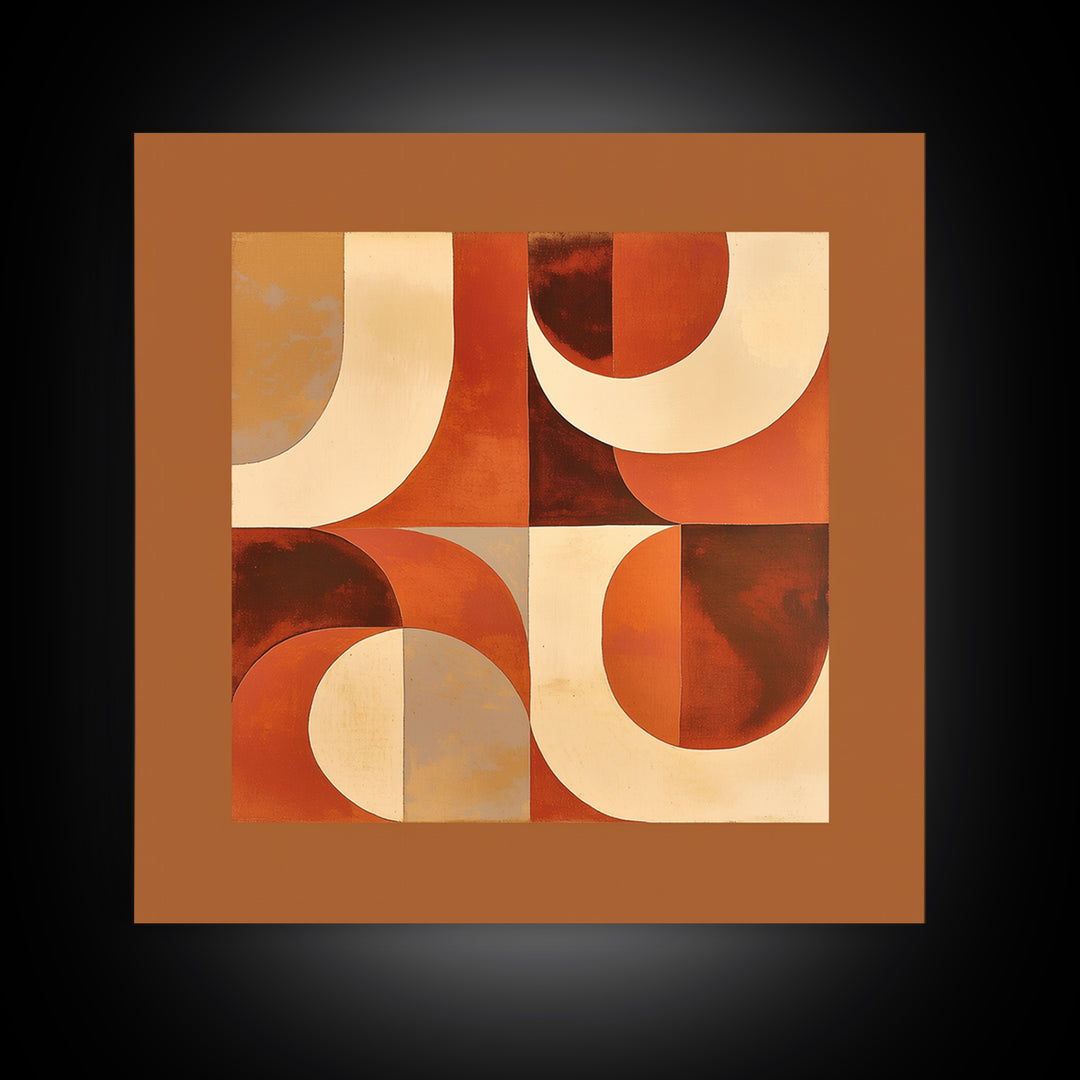 Warm Terracotta Abstract Framed Canvas Print, General Fine Art, Statement Artwork, Living Room Decor, Abstract Art, GEN-1x1-78