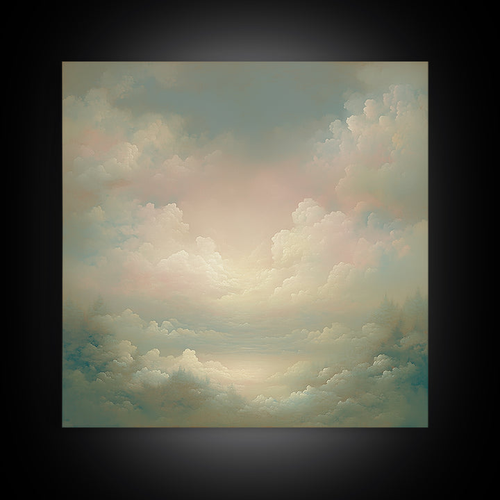 Romantic Cloudscape with Blush and Cream Tones Canvas Print, General Fine Art, Neutral Decor, Living Room Decor, Fine Art, GEN-1x1-90