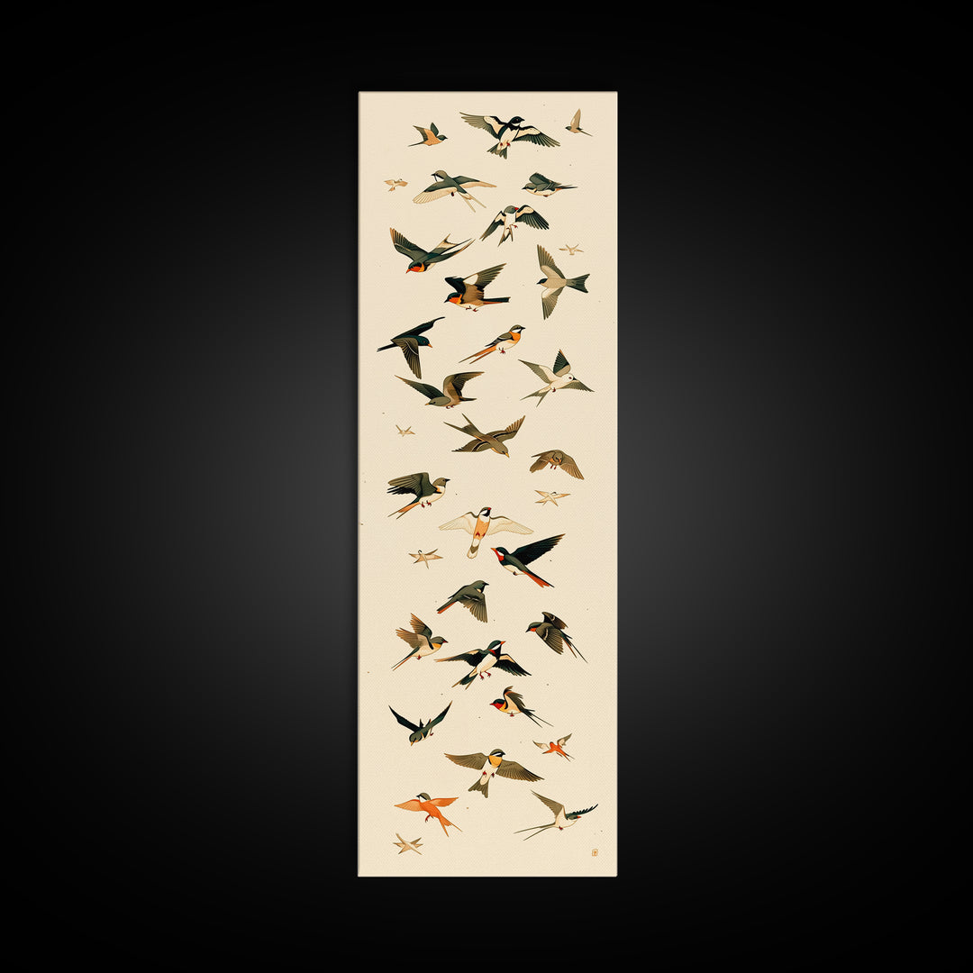 Minimal Birds in Flight over an Open Canvas Print, General Fine Art, Art Nouveau, Living Room Decor, Fine Art, GEN-1x3-10